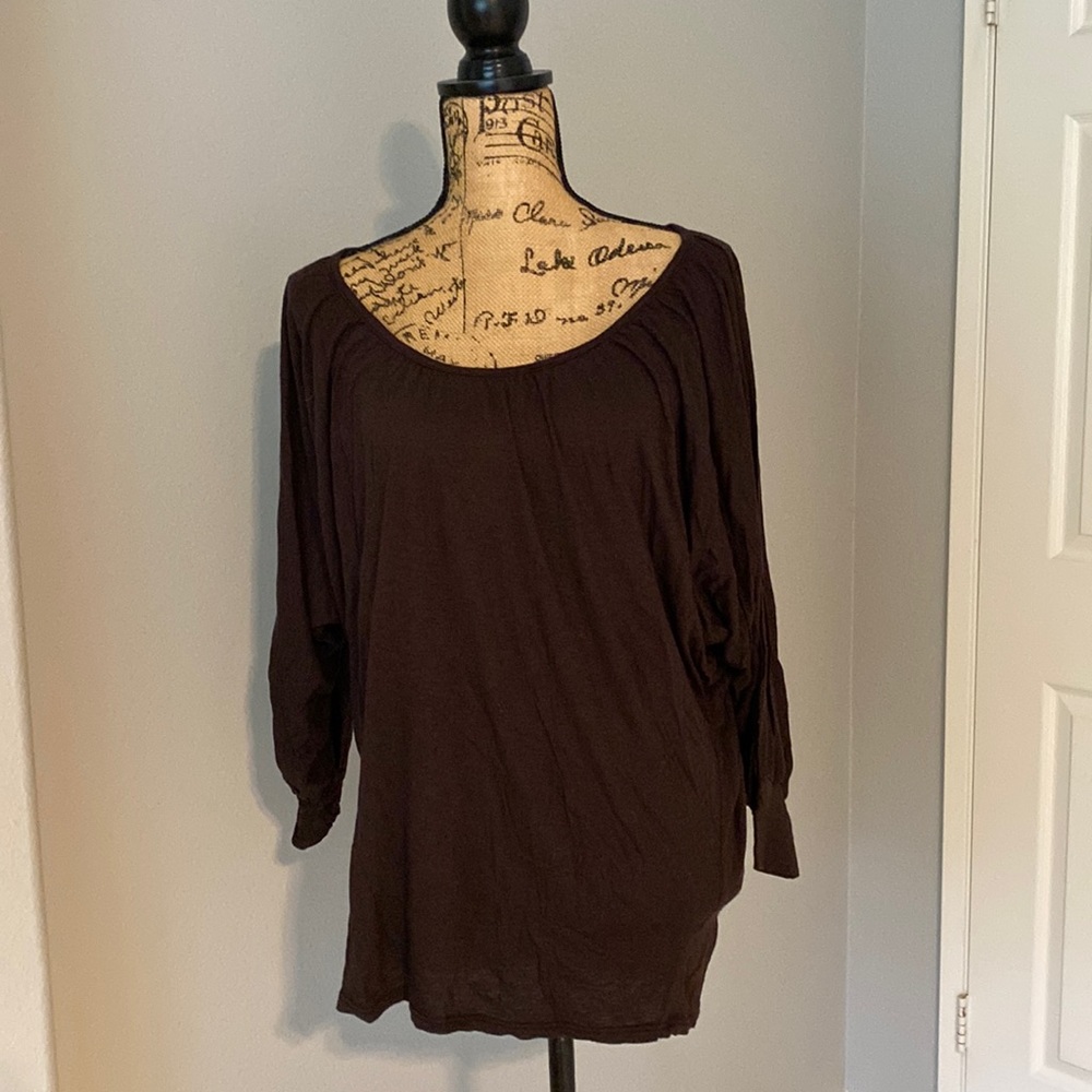 T Los Angeles dark brown knit top.  Size x-small.